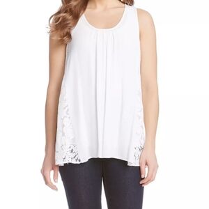 KAREN KANE Sleeveless Lace Boho Flowy Elegant Rlaxed Fit Casual Feminine S White